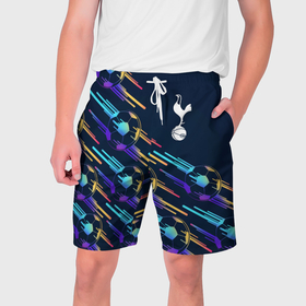 Мужские шорты 3D с принтом Tottenham градиентные мячи ,  полиэстер 100% | прямой крой, два кармана без застежек по бокам. Мягкая трикотажная резинка на поясе, внутри которой широкие завязки. Длина чуть выше колен | 