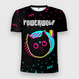 Мужская футболка 3D Slim с принтом Powerwolf   rock star cat в Белгороде, 100% полиэстер с улучшенными характеристиками | приталенный силуэт, круглая горловина, широкие плечи, сужается к линии бедра | 