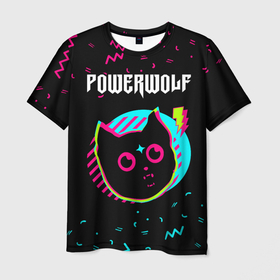 Мужская футболка 3D с принтом Powerwolf   rock star cat в Белгороде, 100% полиэфир | прямой крой, круглый вырез горловины, длина до линии бедер | 