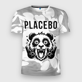 Мужская футболка 3D Slim с принтом Placebo рок панда на светлом фоне , 100% полиэстер с улучшенными характеристиками | приталенный силуэт, круглая горловина, широкие плечи, сужается к линии бедра | 