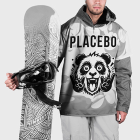 Накидка на куртку 3D с принтом Placebo рок панда на светлом фоне , 100% полиэстер |  | Тематика изображения на принте: 