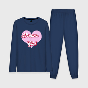 Мужская пижама с лонгсливом хлопок с принтом Девушка мечта в розовом сердце ,  |  | 