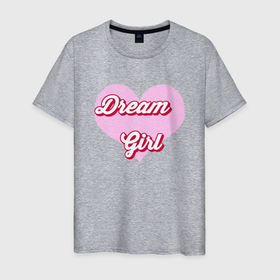 Мужская футболка хлопок с принтом Девушка мечта в розовом сердце , 100% хлопок | прямой крой, круглый вырез горловины, длина до линии бедер, слегка спущенное плечо. | 