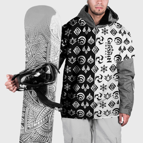 Накидка на куртку 3D с принтом Genshin Impact   black and white в Тюмени, 100% полиэстер |  | 