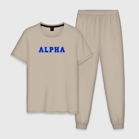 Мужская пижама хлопок с принтом Alpha blue в Петрозаводске, 100% хлопок | брюки и футболка прямого кроя, без карманов, на брюках мягкая резинка на поясе и по низу штанин
 | Тематика изображения на принте: 