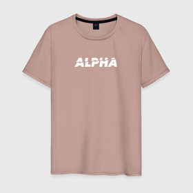 Мужская футболка хлопок с принтом Alpha white в Петрозаводске, 100% хлопок | прямой крой, круглый вырез горловины, длина до линии бедер, слегка спущенное плечо. | 