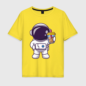Мужская футболка хлопок Oversize с принтом Space drink в Тюмени, 100% хлопок | свободный крой, круглый ворот, “спинка” длиннее передней части | 