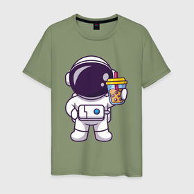 Мужская футболка хлопок с принтом Space drink в Тюмени, 100% хлопок | прямой крой, круглый вырез горловины, длина до линии бедер, слегка спущенное плечо. | 
