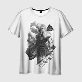 Мужская футболка 3D с принтом Cеверный воин с символикой   страха нет , 100% полиэфир | прямой крой, круглый вырез горловины, длина до линии бедер | 
