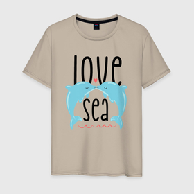 Мужская футболка хлопок с принтом Люблю море в Белгороде, 100% хлопок | прямой крой, круглый вырез горловины, длина до линии бедер, слегка спущенное плечо. | Тематика изображения на принте: 