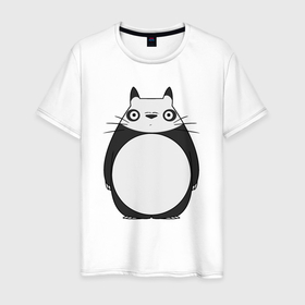 Мужская футболка хлопок с принтом Тоторо панда в Екатеринбурге, 100% хлопок | прямой крой, круглый вырез горловины, длина до линии бедер, слегка спущенное плечо. | Тематика изображения на принте: 