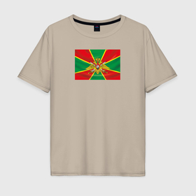 Мужская футболка хлопок Oversize с принтом Флаг пограничника в Курске, 100% хлопок | свободный крой, круглый ворот, “спинка” длиннее передней части | 