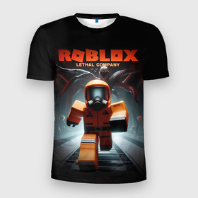 Мужская футболка 3D Slim с принтом Lethal company Roblox в Санкт-Петербурге, 100% полиэстер с улучшенными характеристиками | приталенный силуэт, круглая горловина, широкие плечи, сужается к линии бедра | Тематика изображения на принте: 