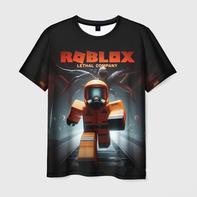 Мужская футболка 3D с принтом Lethal company Roblox в Новосибирске, 100% полиэфир | прямой крой, круглый вырез горловины, длина до линии бедер | 