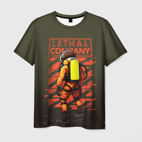 Мужская футболка 3D с принтом Lethal company survivor в Екатеринбурге, 100% полиэфир | прямой крой, круглый вырез горловины, длина до линии бедер | 