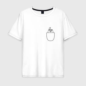 Мужская футболка хлопок Oversize с принтом Котэ в кармане в Курске, 100% хлопок | свободный крой, круглый ворот, “спинка” длиннее передней части | 