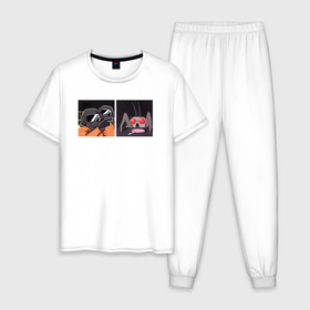Мужская пижама хлопок с принтом Meme   Lethal company в Санкт-Петербурге, 100% хлопок | брюки и футболка прямого кроя, без карманов, на брюках мягкая резинка на поясе и по низу штанин
 | 