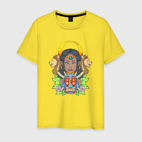 Мужская футболка хлопок с принтом Африканская богиня , 100% хлопок | прямой крой, круглый вырез горловины, длина до линии бедер, слегка спущенное плечо. | 