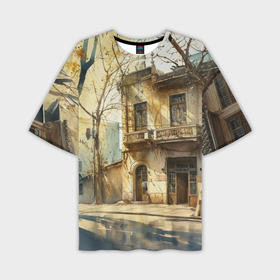Мужская футболка oversize 3D с принтом Осенние  утро в захолустье в Петрозаводске,  |  | 
