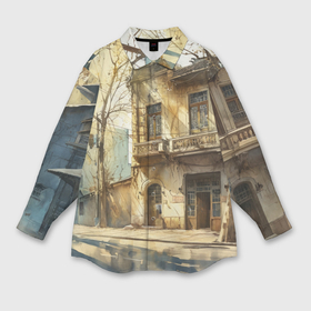 Мужская рубашка oversize 3D с принтом Осенние  утро в захолустье в Курске,  |  | 