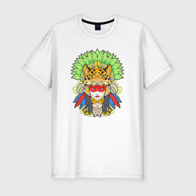Мужская футболка хлопок Slim с принтом Ацтекская богиня , 92% хлопок, 8% лайкра | приталенный силуэт, круглый вырез ворота, длина до линии бедра, короткий рукав | 