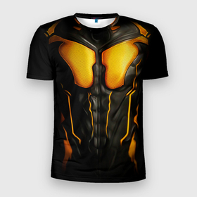 Мужская футболка 3D Slim с принтом Шершень киберкостюм в Санкт-Петербурге, 100% полиэстер с улучшенными характеристиками | приталенный силуэт, круглая горловина, широкие плечи, сужается к линии бедра | 