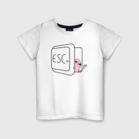 Детская футболка хлопок с принтом Клавиша ESC в Санкт-Петербурге, 100% хлопок | круглый вырез горловины, полуприлегающий силуэт, длина до линии бедер | 