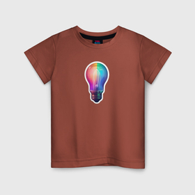 Детская футболка хлопок с принтом Радужная электрическая лампочка в Екатеринбурге, 100% хлопок | круглый вырез горловины, полуприлегающий силуэт, длина до линии бедер | 