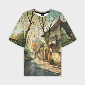 Мужская футболка oversize 3D с принтом Лето в посёлке ,  |  | 