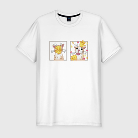 Мужская футболка хлопок Slim с принтом Глупый котик показывает язык, мем в Курске, 92% хлопок, 8% лайкра | приталенный силуэт, круглый вырез ворота, длина до линии бедра, короткий рукав | Тематика изображения на принте: 