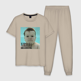 Мужская пижама хлопок с принтом Nirvana x Hasbik в Тюмени, 100% хлопок | брюки и футболка прямого кроя, без карманов, на брюках мягкая резинка на поясе и по низу штанин
 | Тематика изображения на принте: 