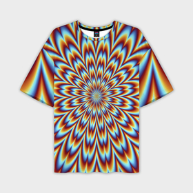 Мужская футболка oversize 3D с принтом Оптическая иллюзия в виде цветка в Курске,  |  | Тематика изображения на принте: 