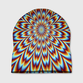 Шапка 3D с принтом Оптическая иллюзия в виде цветка в Курске, 100% полиэстер | универсальный размер, печать по всей поверхности изделия | Тематика изображения на принте: 