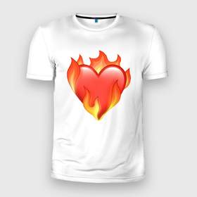 Мужская футболка 3D Slim с принтом Сердце в огне эмодзи , 100% полиэстер с улучшенными характеристиками | приталенный силуэт, круглая горловина, широкие плечи, сужается к линии бедра | 