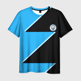 Мужская футболка 3D с принтом Manchester City geometry sport в Тюмени, 100% полиэфир | прямой крой, круглый вырез горловины, длина до линии бедер | Тематика изображения на принте: 