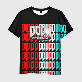 Мужская футболка 3D с принтом Doom eternal glitch в Белгороде, 100% полиэфир | прямой крой, круглый вырез горловины, длина до линии бедер | Тематика изображения на принте: 