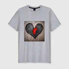 Мужская футболка хлопок Slim с принтом Трещина на сердце в Петрозаводске, 92% хлопок, 8% лайкра | приталенный силуэт, круглый вырез ворота, длина до линии бедра, короткий рукав | 
