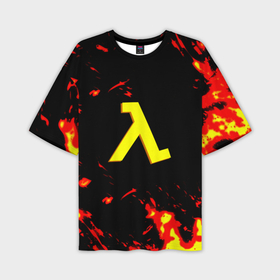 Мужская футболка oversize 3D с принтом Half life огненный стиль лава в Кировске,  |  | 