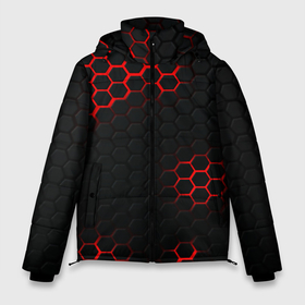 Мужская зимняя куртка 3D с принтом Стальная броня соты текстура , верх — 100% полиэстер; подкладка — 100% полиэстер; утеплитель — 100% полиэстер | длина ниже бедра, свободный силуэт Оверсайз. Есть воротник-стойка, отстегивающийся капюшон и ветрозащитная планка. 

Боковые карманы с листочкой на кнопках и внутренний карман на молнии. | 