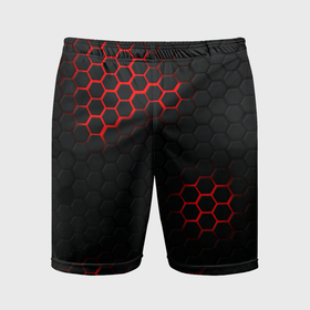Мужские шорты спортивные с принтом Стальная броня соты текстура ,  |  | Тематика изображения на принте: 
