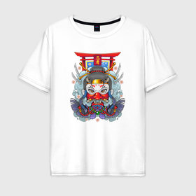 Мужская футболка хлопок Oversize с принтом Девушка ниндзя синоби в Курске, 100% хлопок | свободный крой, круглый ворот, “спинка” длиннее передней части | 