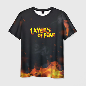 Мужская футболка 3D с принтом Layers of Fear огненный стиль хоррор в Белгороде, 100% полиэфир | прямой крой, круглый вырез горловины, длина до линии бедер | 