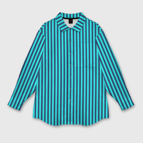 Мужская рубашка oversize 3D с принтом Яркий голубой в полоску в Екатеринбурге,  |  | 