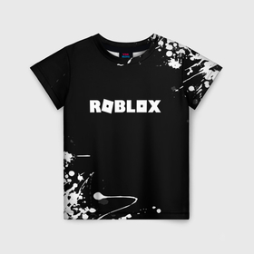 Детская футболка 3D с принтом Roblox текстура краски белые в Екатеринбурге, 100% гипоаллергенный полиэфир | прямой крой, круглый вырез горловины, длина до линии бедер, чуть спущенное плечо, ткань немного тянется | 