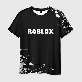 Мужская футболка 3D с принтом Roblox текстура краски белые в Санкт-Петербурге, 100% полиэфир | прямой крой, круглый вырез горловины, длина до линии бедер | Тематика изображения на принте: 