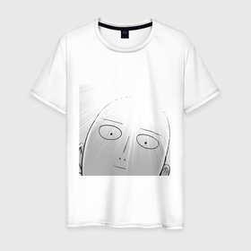Мужская футболка хлопок с принтом Ванпанчмен Сайтама лысина в Кировске, 100% хлопок | прямой крой, круглый вырез горловины, длина до линии бедер, слегка спущенное плечо. | 