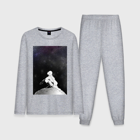 Мужская пижама с лонгсливом хлопок с принтом Ванпанчмен Сайтама на луне ,  |  | Тематика изображения на принте: 