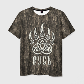 Мужская футболка 3D с принтом Славянский символ печать велеса   русь , 100% полиэфир | прямой крой, круглый вырез горловины, длина до линии бедер | 