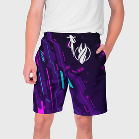 Мужские шорты 3D с принтом Dead Space neon gaming в Кировске,  полиэстер 100% | прямой крой, два кармана без застежек по бокам. Мягкая трикотажная резинка на поясе, внутри которой широкие завязки. Длина чуть выше колен | 
