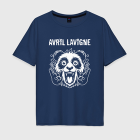 Мужская футболка хлопок Oversize с принтом Avril Lavigne rock panda в Санкт-Петербурге, 100% хлопок | свободный крой, круглый ворот, “спинка” длиннее передней части | 